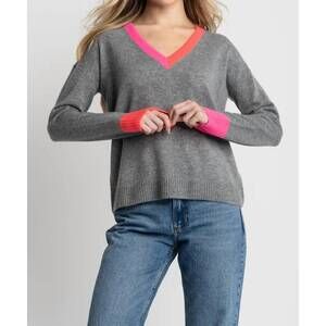 NEW LISA TODD women's color wheel sweater in fog/carm